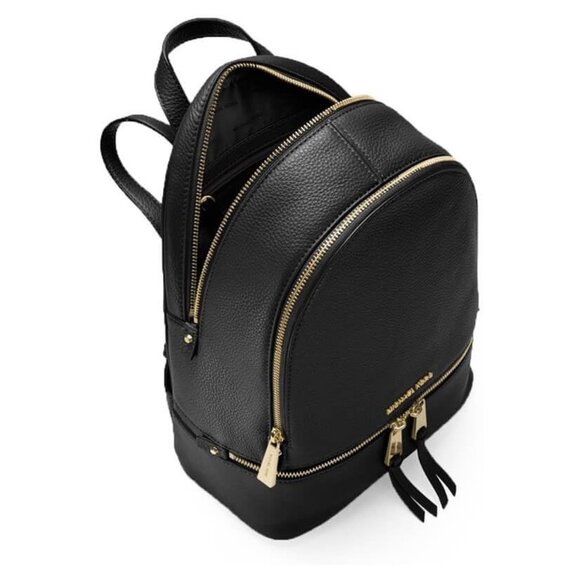 Michael Kors Rhea Medium Leather Backpack - Black - Picture 2 of 6